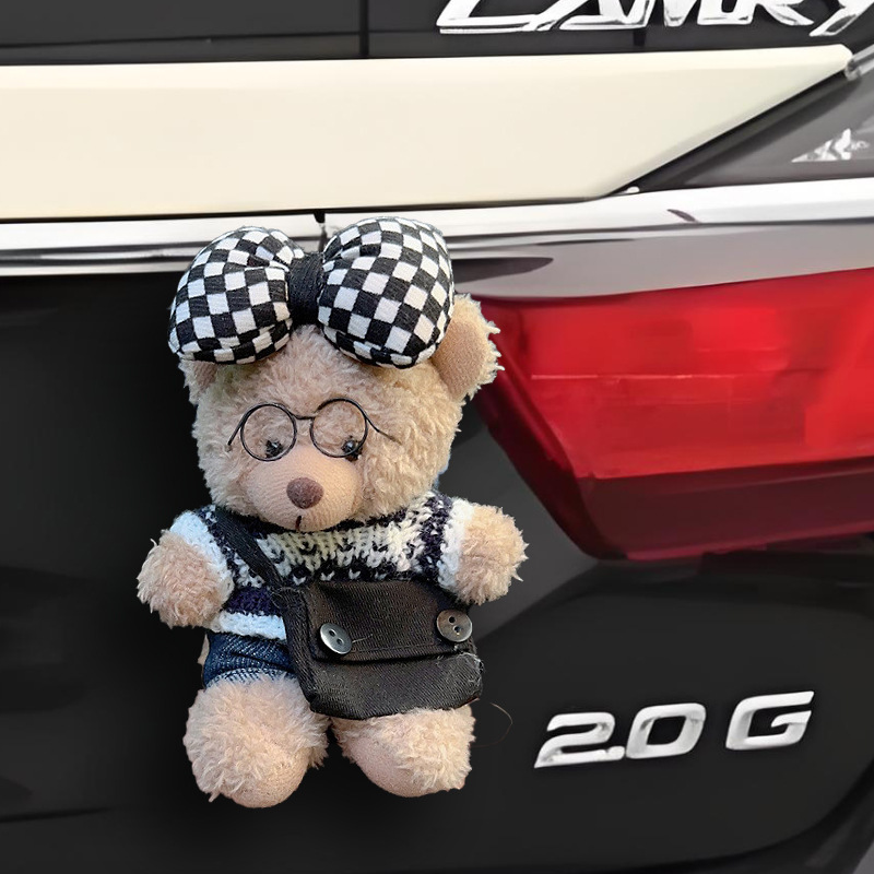 Colgante trasero de coche muñeco de oso de peluche lindo de dibujos animados decoración de maletero motocicleta decoración de bicicleta
