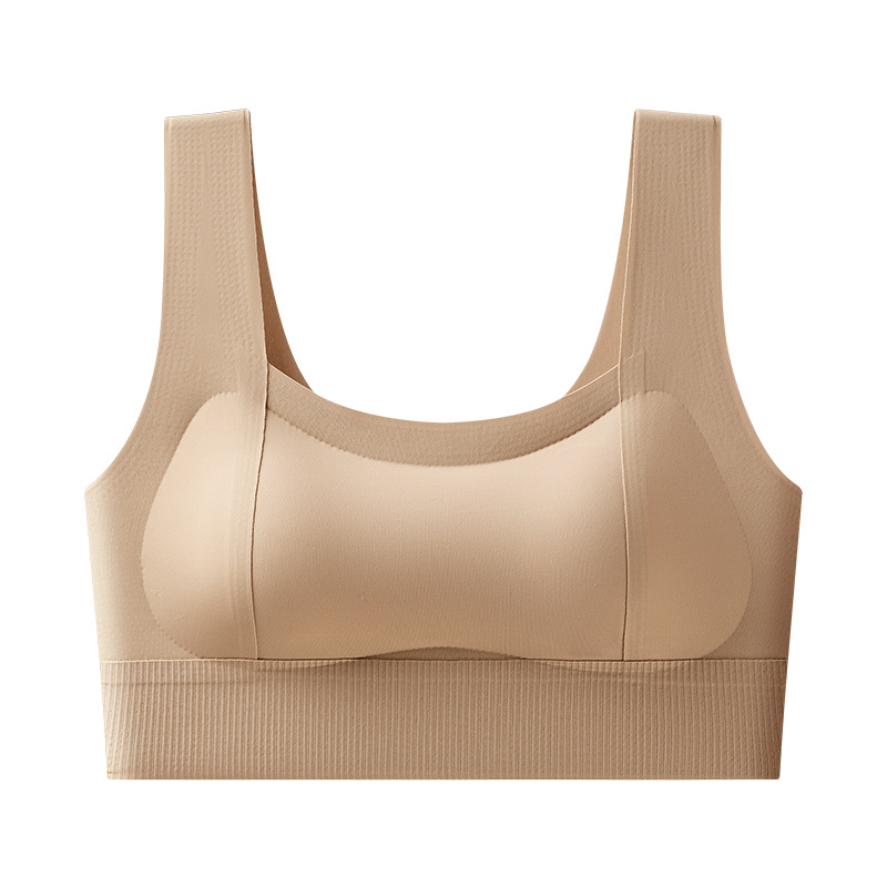 Pequeño pecho mostrando ropa interior de seda de hielo grande mujer sin anillo de acero se reúne sin marcas de espalda hermosa chaleco deportivo engrosado ensanchado sostén