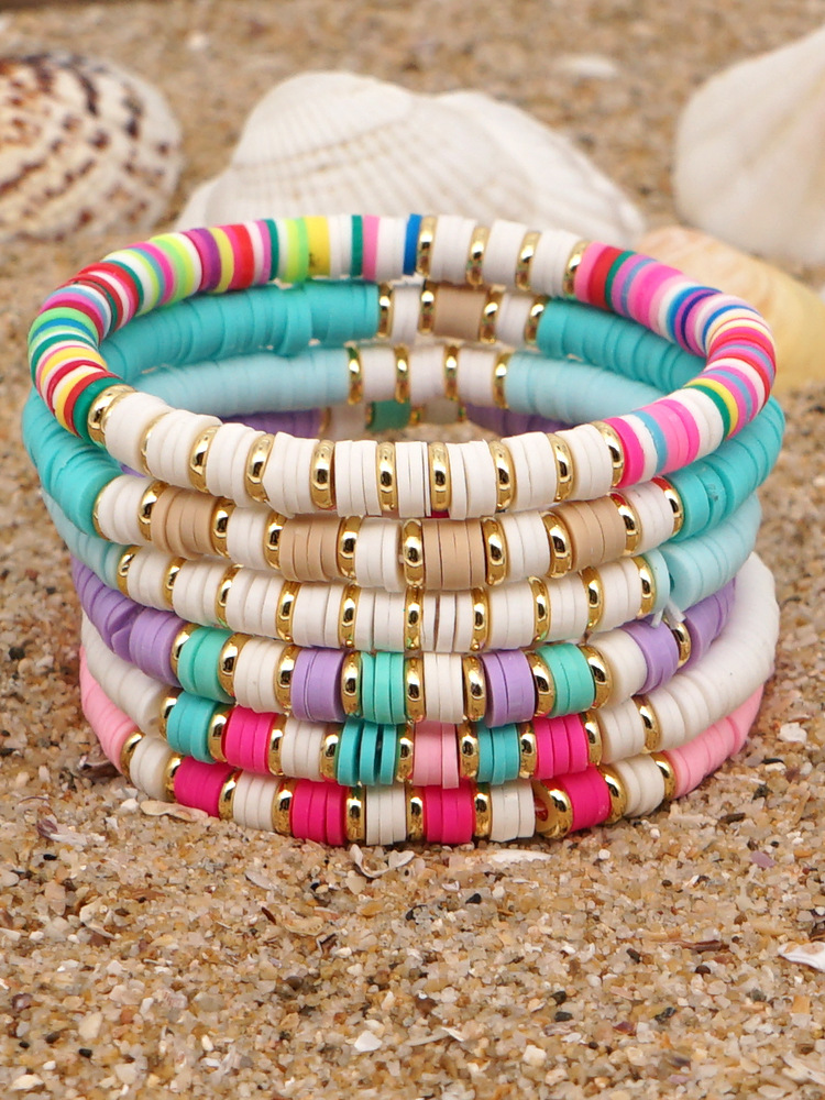 1 Pièce Mode Bloc De Couleur Acier Inoxydable Argile Molle Perlé Femmes Bracelets display picture 16