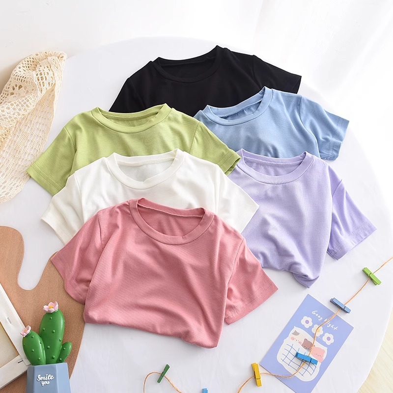 Children's Modal Short Sleeve T-Shirt for Summer, Girls' Mask T-Shirt, Boys' Lightweight Stretch Base Shirt Top