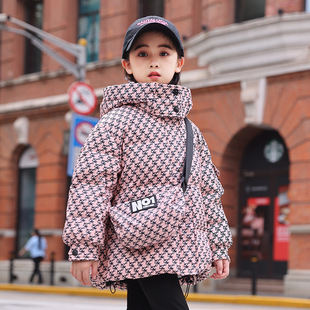 2023 Winter new children's down jacket girls' short thickened girls' medium and big children's white duck down hooded coat fashion