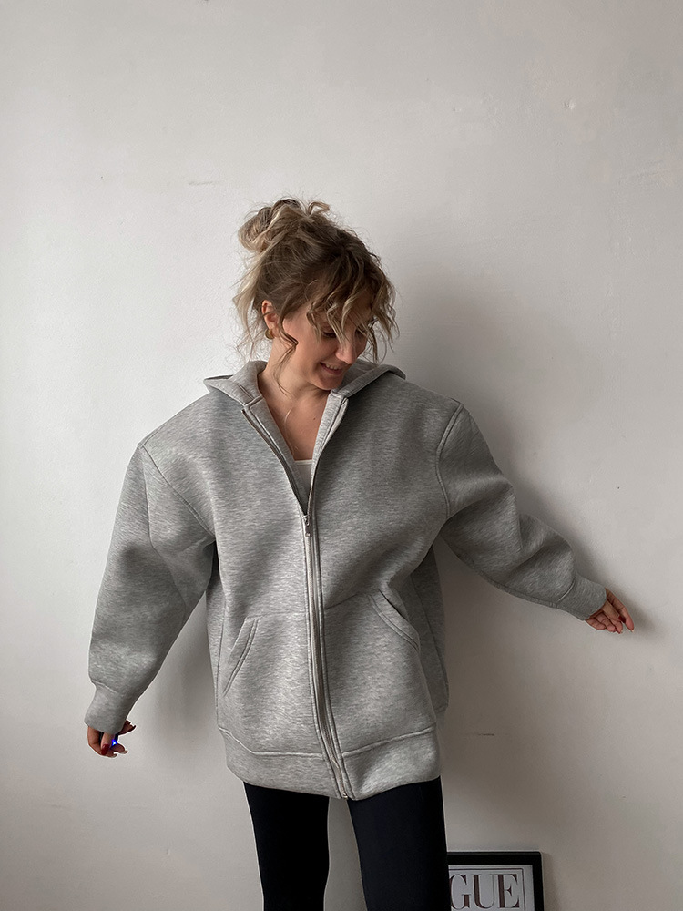 Women's Clothing autumn and winter hooded long sleeved jacket zipper basic jacket new women's casual sweatshirt_voghion.com