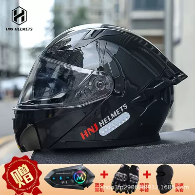 Motorcycle Helmet Headset – Helmet F888, Others - f888-bright-black-white-film-external-bluetooth-xxl-size-recommended-head-circumference-6364