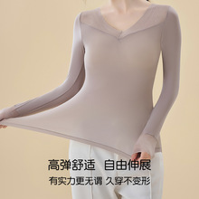 秋冬发热蕾丝玻尿酸美肤衣超薄四面高弹面膜衣加大码保暖打底上衣