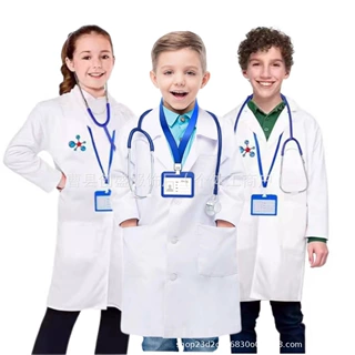 儿童医生服装白大褂科学实验室COS外套 幼儿儿童装扮职业角色扮演