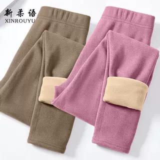 秋冬线裤德绒灰色打底绒裤女外穿高腰加厚加绒大码羊羔绒保暖秋裤