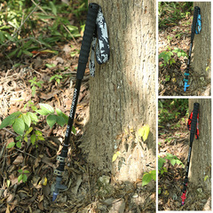 KODENOR Outdoor Snow Leopard 4 Series Carbon Fiber Walking Stick Telescopic Three-section External Locking Folding Mountaineering Walking Stick