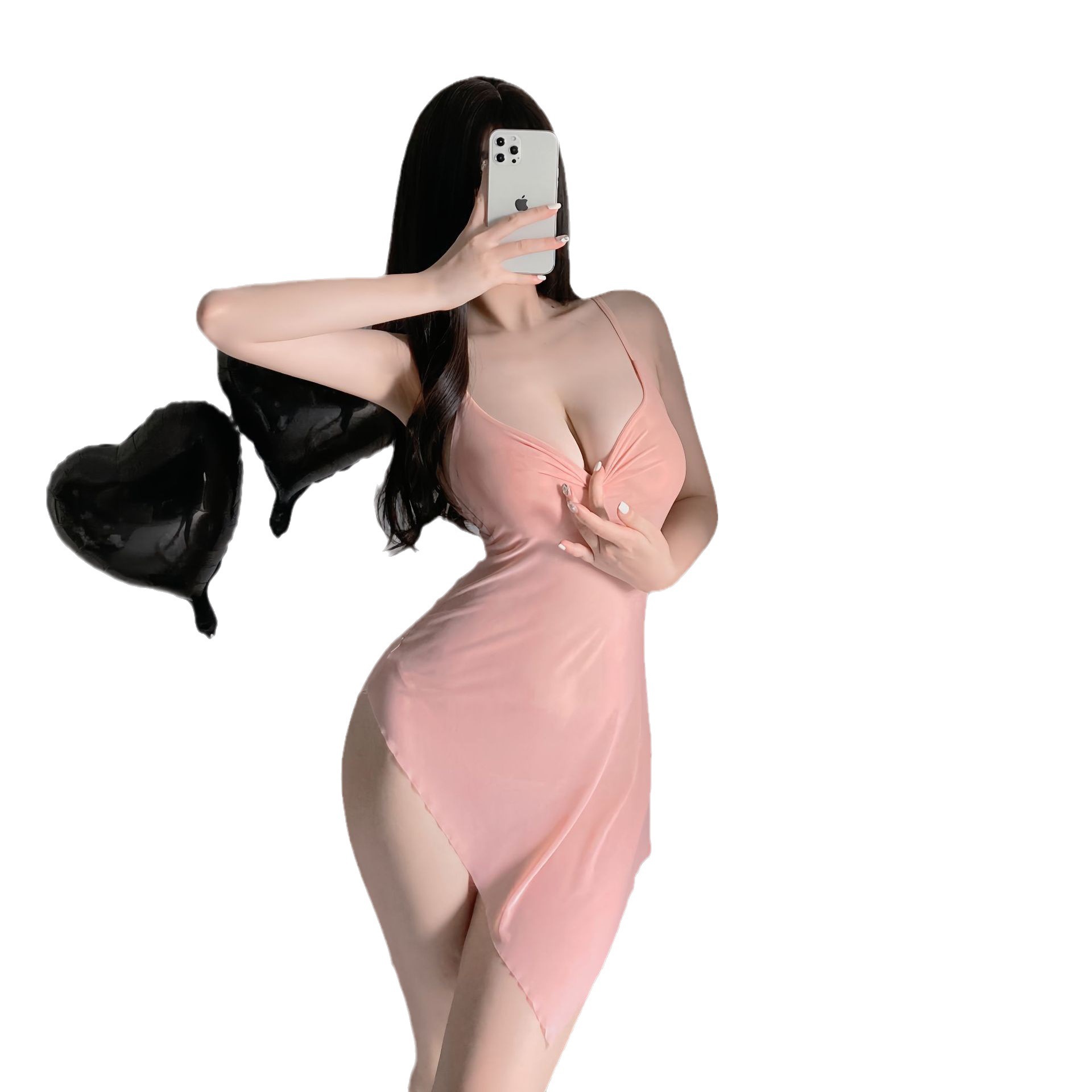 Lencería sexy transparente camisón de tirantes sexy ultrafino negro fino puro pijama sin quitarse pasión uniforme de pecho pequeño