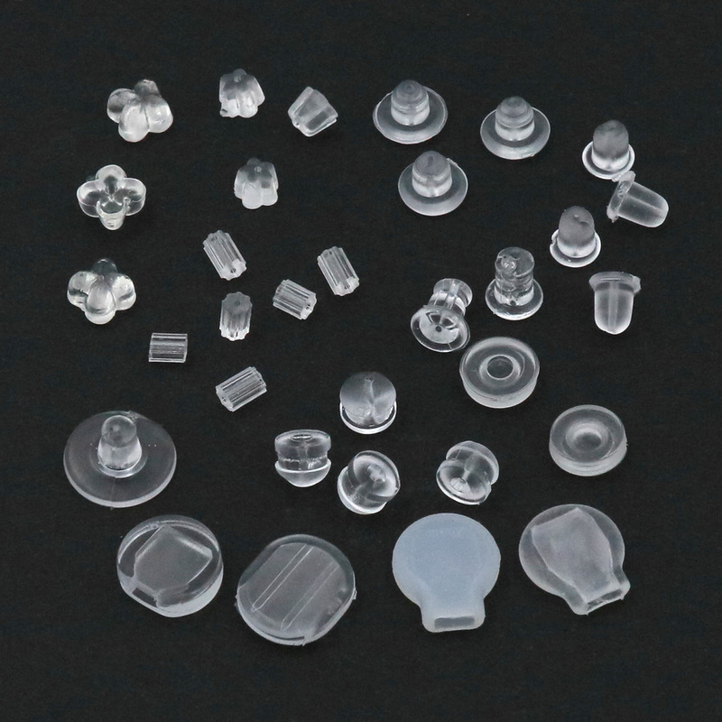 diy Jewelry Earrings Accessories Silicone Ear Plug Anti-drop Rubber Ear Plug Transparent Ear Stud Plug Ear Cap Silver Plated Earrings