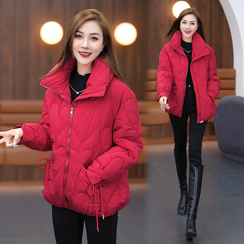 2024 invierno ropa de algodón de pluma de mujer ropa de pan holgada coreana ropa de algodón de cuello vertical abrigo de algodón cálido chaqueta gruesa image 4