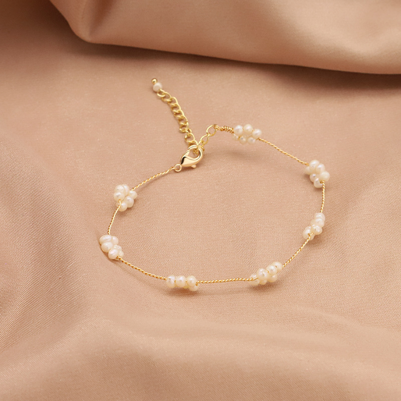 Pulsera de perlas de agua dulce natural Xiaomi nicho de alta calidad personalidad pulsera joyas de oro 18k chapado en oro real
