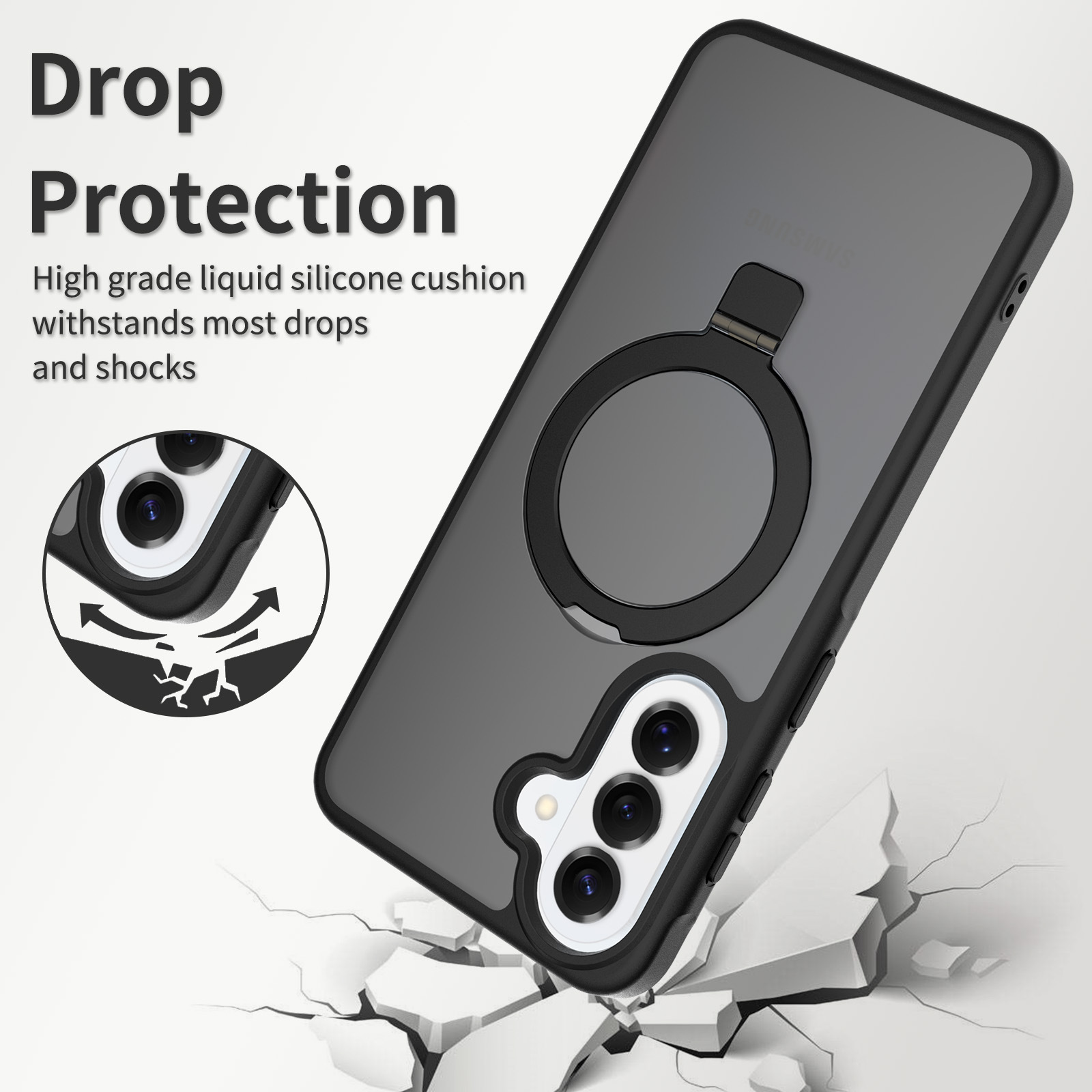 Amazon nuevos productos Samsung a57 succión magnética soporte de caso de teléfono móvil a37 piel a27 protección contra caídas al por mayor image 5