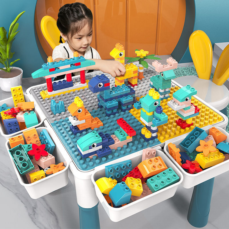 Compatible with Lego Building Block Table, Large Particle Assembled Educational Children's Toy, Baby Multi-Functional Learning Game Table Compatible with Lego Building Block Table, Large Particle Assembled Educational Children's Toy, Baby Multi-Functional Learning Game Table