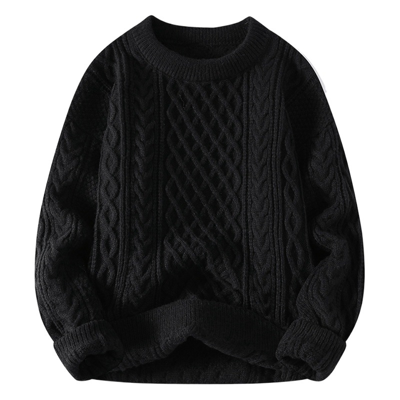 Otoño e Invierno de los nuevos hombres giro suéter casual todo partido luz madura estilo suéter de color sólido de los hombres cuello redondo pullover top