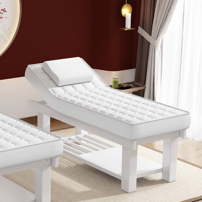 Fabricante salón de belleza cama de masaje tatuaje bordado cuerpo de madera maciza cama oreja recogiendo cama spa cama de belleza de látex