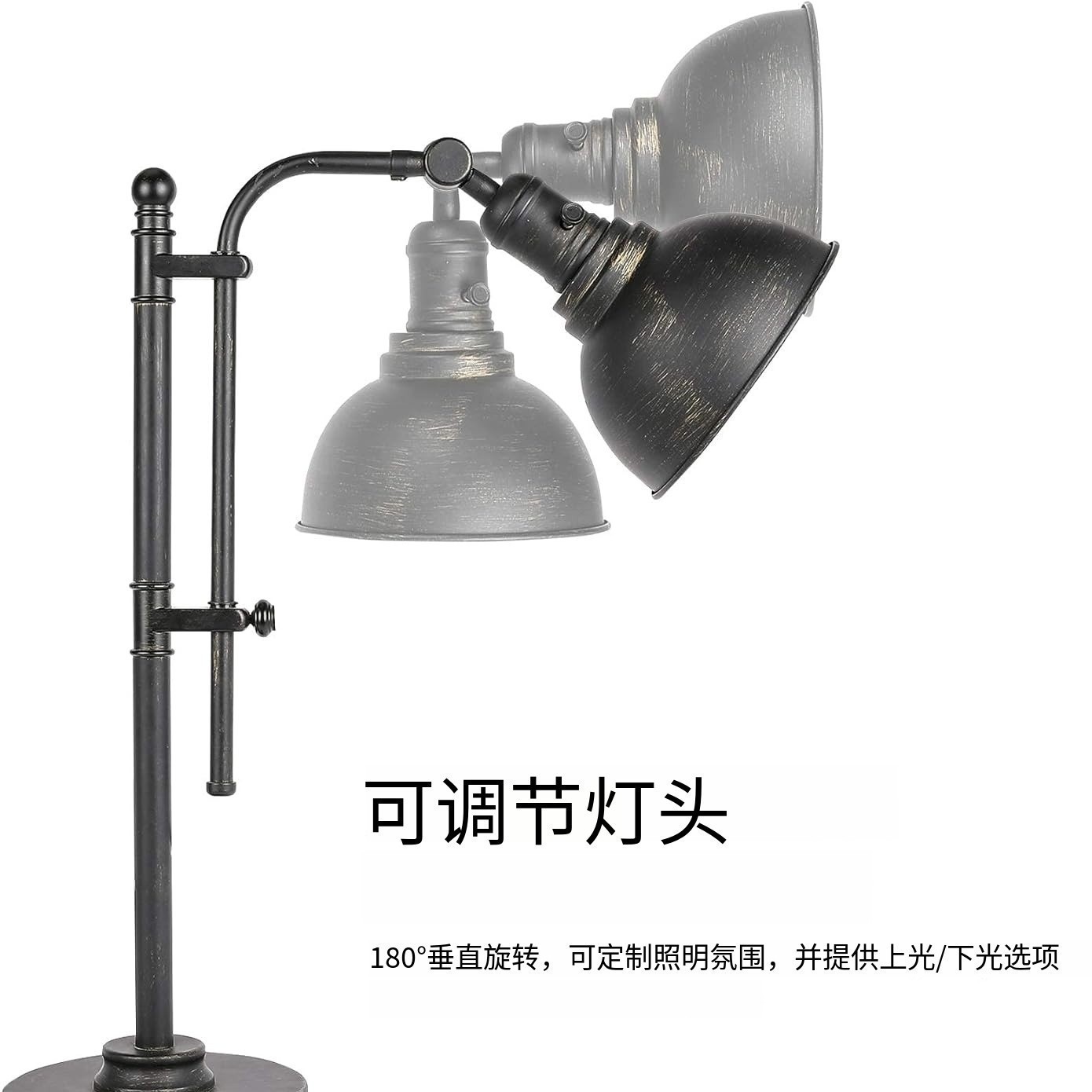 Lámpara de escritorio de estilo americano de vivienda ajustable lámpara de atmósfera nostálgica retro alta lámpara de escritorio rural de hierro forjado lámpara de escritorio medieval