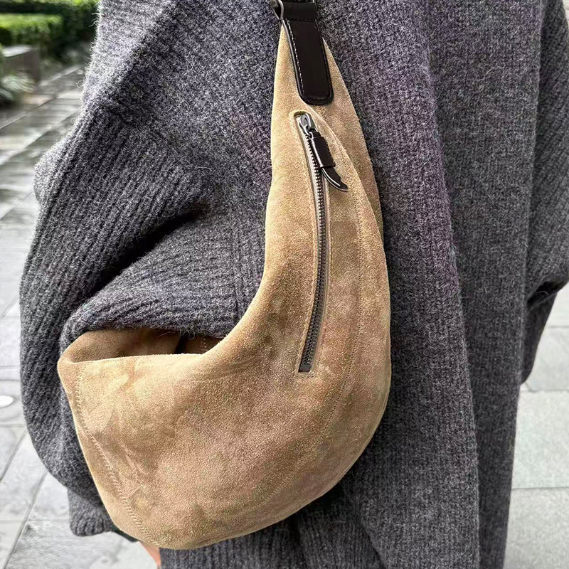 头层羊皮牛角包hobo2025秋冬可颂包麂皮Quiver Clip腋下饺子包