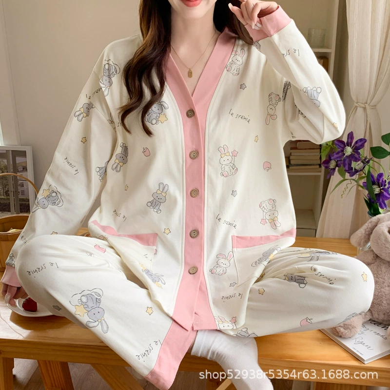 Орудие одежда Весна осень 3 месяца послеродовая госпитализация беременные женщины пижамы хлопчатобумажная летняя тонкая одежда для кормления грудью