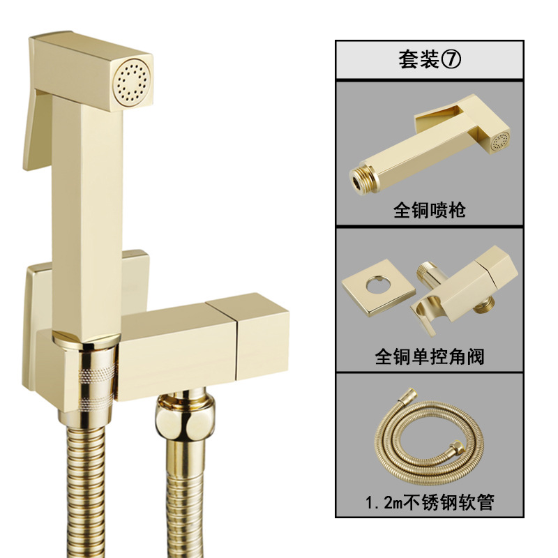 Limpiador de inodoro totalmente de cobre, enjuague presurizado, una entrada y una salida, pistola rociadora de inodoro, kit de pistola de descarga de inodoro
