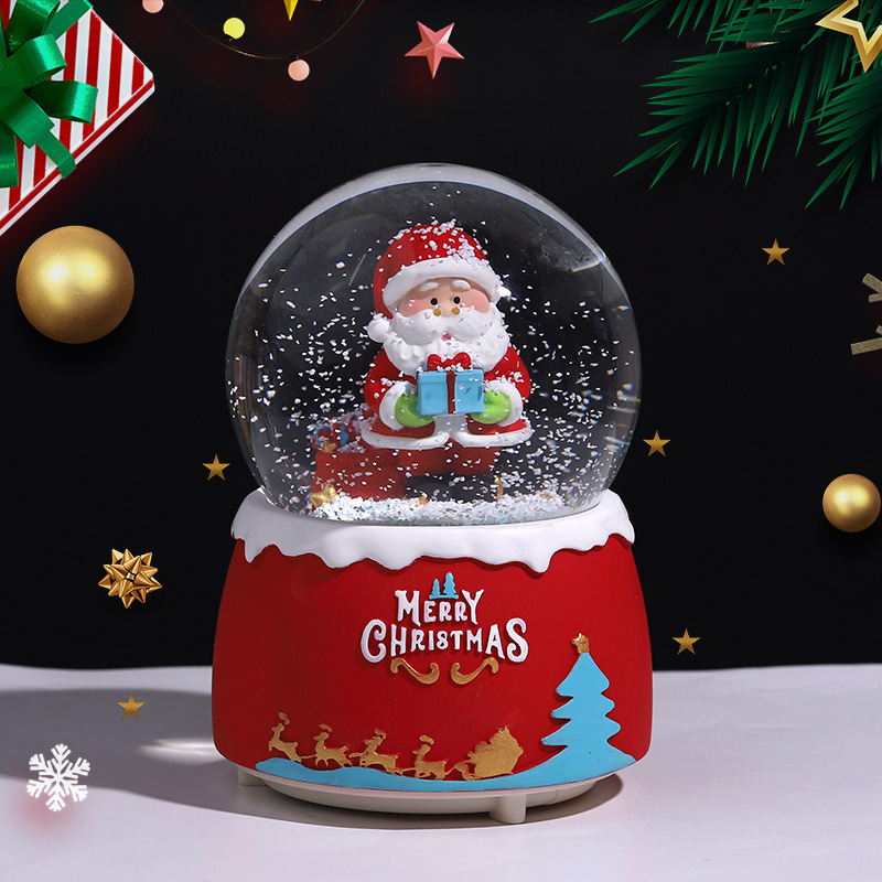 Nuevos productos transfronterizos regalos de Navidad creativos artesanía de resina decoración de escritorio adornos caja de sonido regalos de bola de cristal