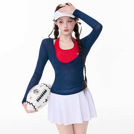分体运动泳衣女2026新款泡温泉长袖保守学生少女高级感女孩游泳衣