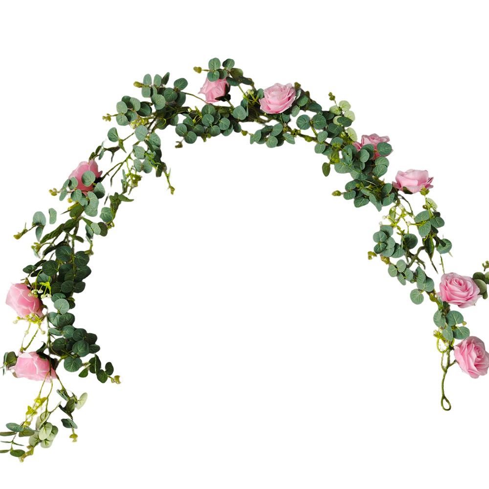 Simulación de flores rosas de vid arco de boda enredado de vid peonía vid