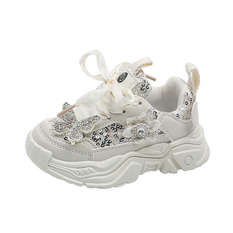 Girls' Spring Sneakers Princess Style Baby Fashion Shoes With Soft Sole Sequin Butterfly_voghion.com