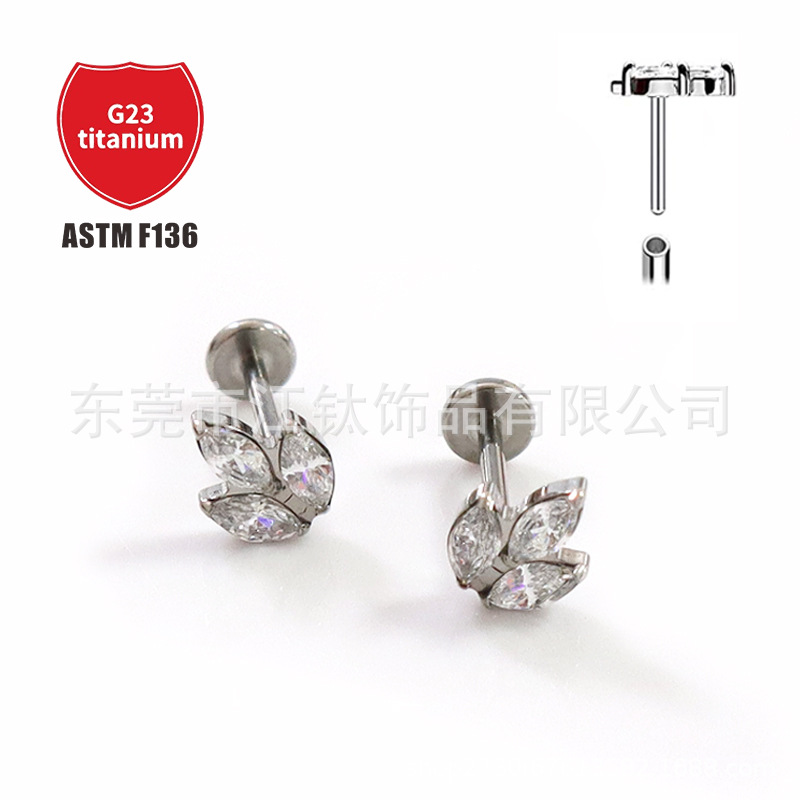 Pointed titanium steel lip stud product view