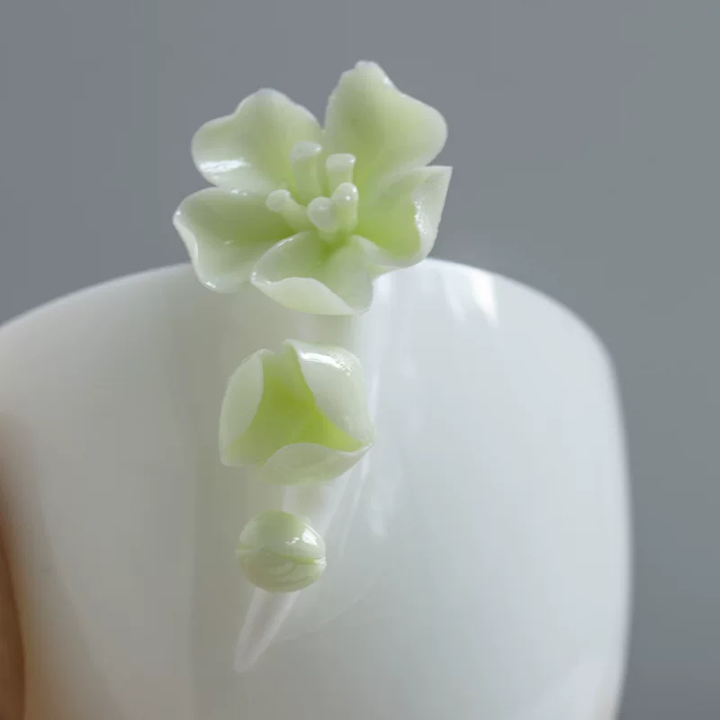 Xyft Mr. Jiale Dehua mutton-fat jade white porcelain hand-kneaded flower cup tea set tea cup personal tea cup master cup female
