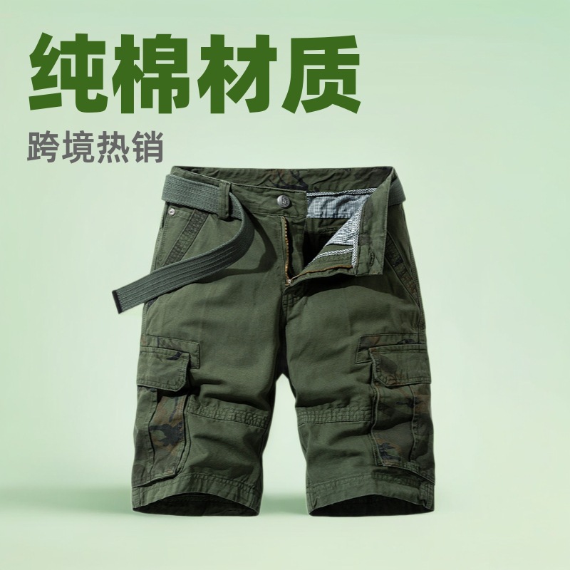 Pantalones cortos cargo para hombre 2025, estilo japonés, holgados, de algodón puro, informales, de longitud media, ropa de marca de moda en Amazon, pantalones para hombre