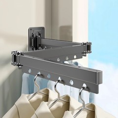 バスルームパンチフリー折りたたみ物干しラック収納バルコニー壁物干しロッド衣類吊り下げ伸縮式物干しラックアーティファクト