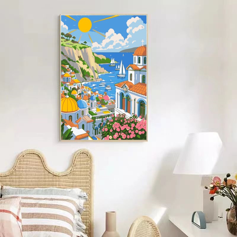 数字油画diy大尺寸批发风景人物动漫填充手绘礼物客厅装饰画彩绘