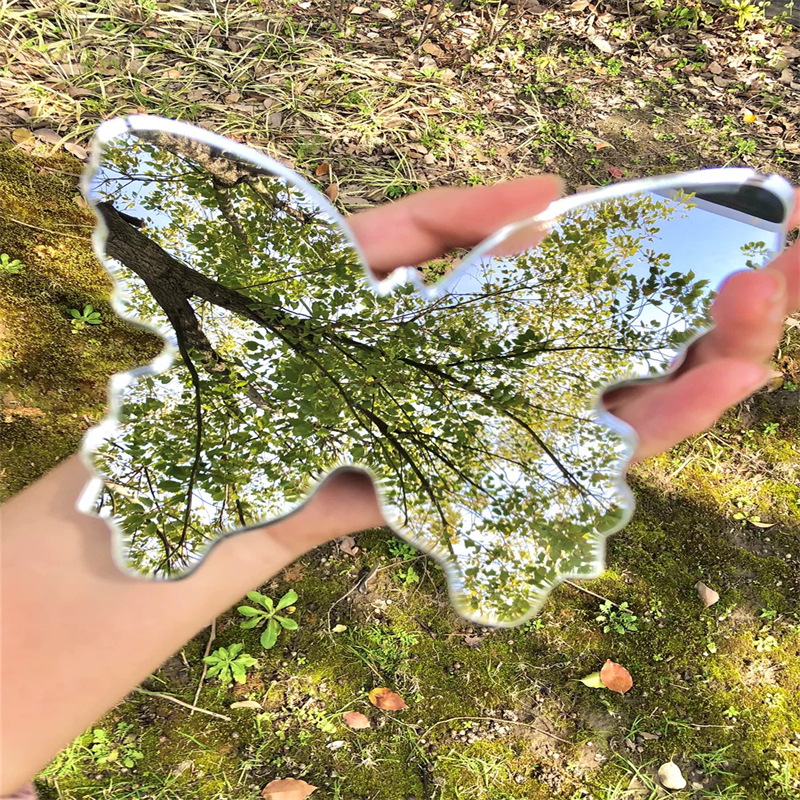 蝴蝶镜子不规则异形梳妆拍照学生写真道具可diy亚克力仿玻璃镜片