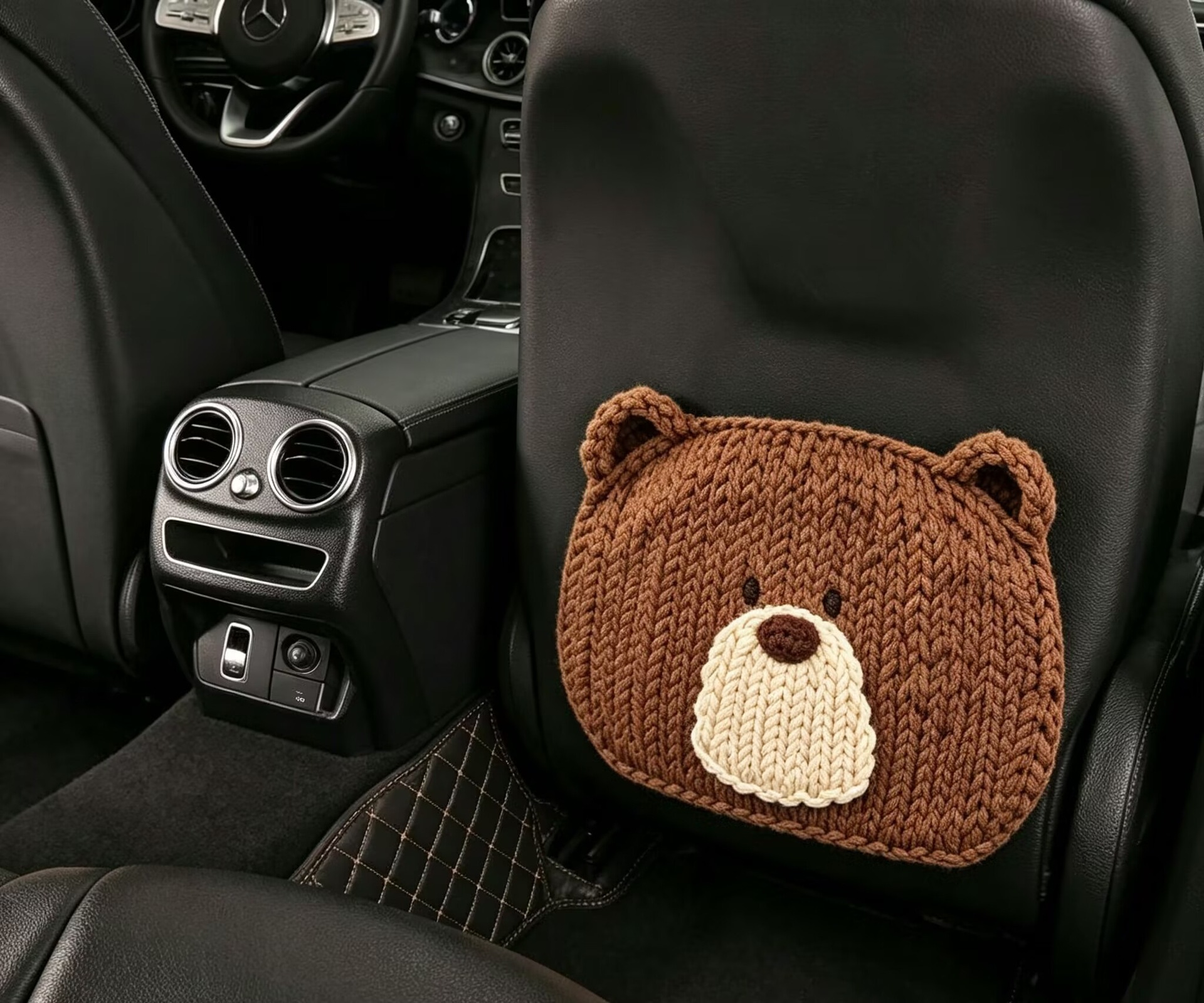 3D Printed Cute Cartoon Car Seat Back Anti-Kick Pad, Car Seat Back Anti-Dirt Pad, Bear, Cat, Crocodile