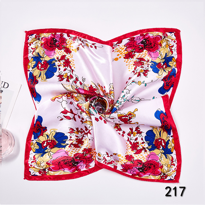 35g Weight Silk Scarf Classification Office, Daily Occasion Satin Cloth Material Star, Flower Pattern Spring&Summer Season Women's Gender Printing Design Elegant Style Women's Elegant Star Flower Satin Cloth Printing Silk Scarf 13