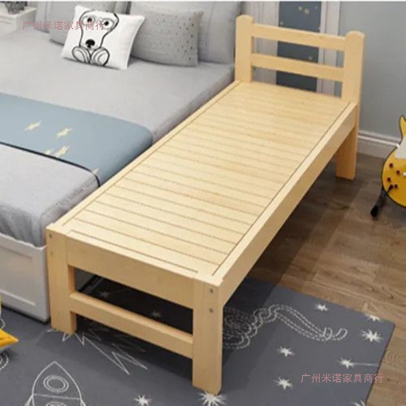 All Solid Wood Children's Bed, Raised Small Bed, Widened and Lengthened Side Bed, Small Apartment Boy's Single Bed with Guardrail Factory