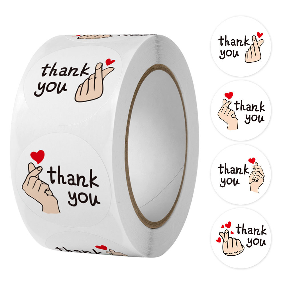 Round white decorative gift tag thank you sticker coated paper thank you for ordering store gift sealing sticker