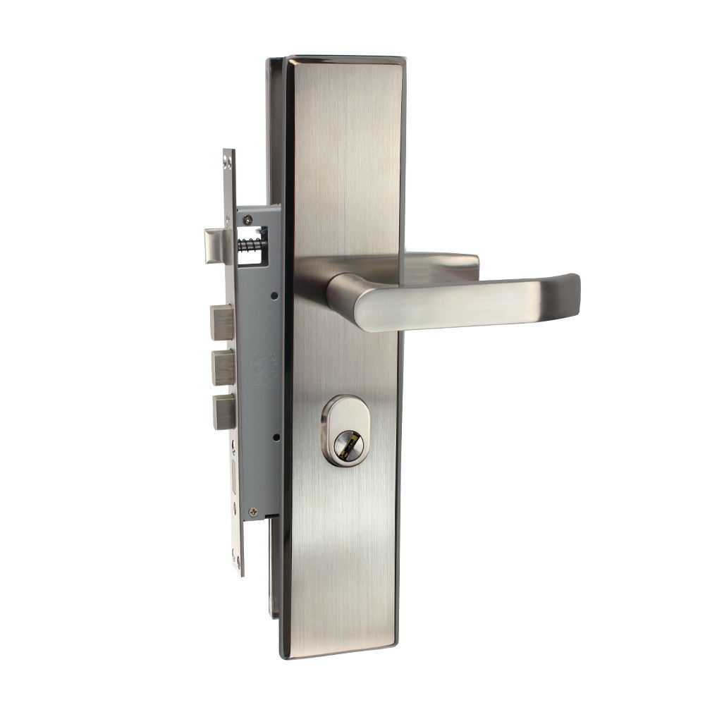 Acero inoxidable 304 antirrobo panel de bloqueo traje negro universal del hogar puerta de entrada de la puerta de madera maciza cerradura de la puerta