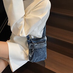 2025新型カウボーイミニ携帯電話バッグファッション流行街頭通勤百合小バッグ女性ショルダーバッグ