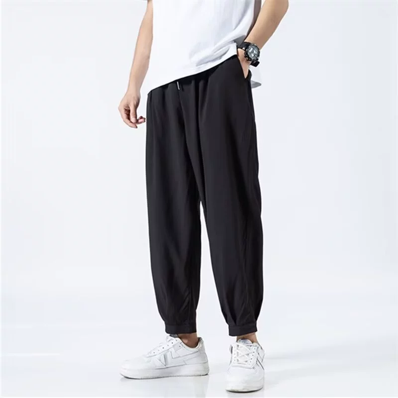 Silk summer thin trend trousers, loose fit, oversize
