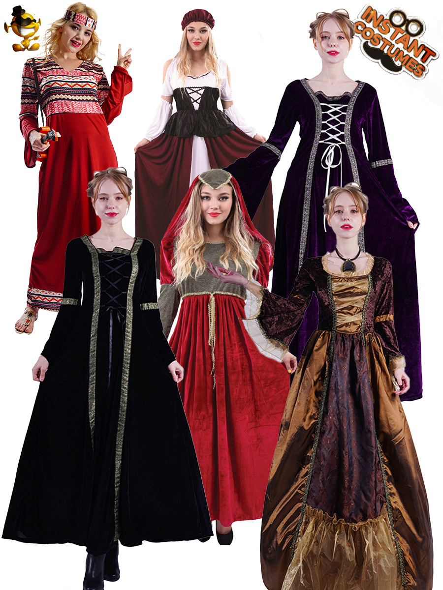 Halloween Adulto vintage princesa medieval falda larga fiesta de mascarada actuación en el escenario traje transfronterizo