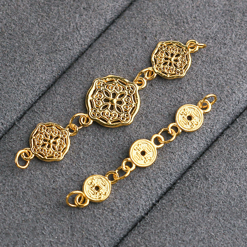 S925 Silver Snowflake Ancient Coin Extension Chain Link Chain Silver Gold-Plated Ancient Gold DIY Pendant Accessory Jewelry Parts