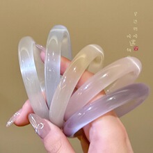 天然高冰白透猫眼石手镯女一步一响国风高级感手环送女友闺蜜礼物