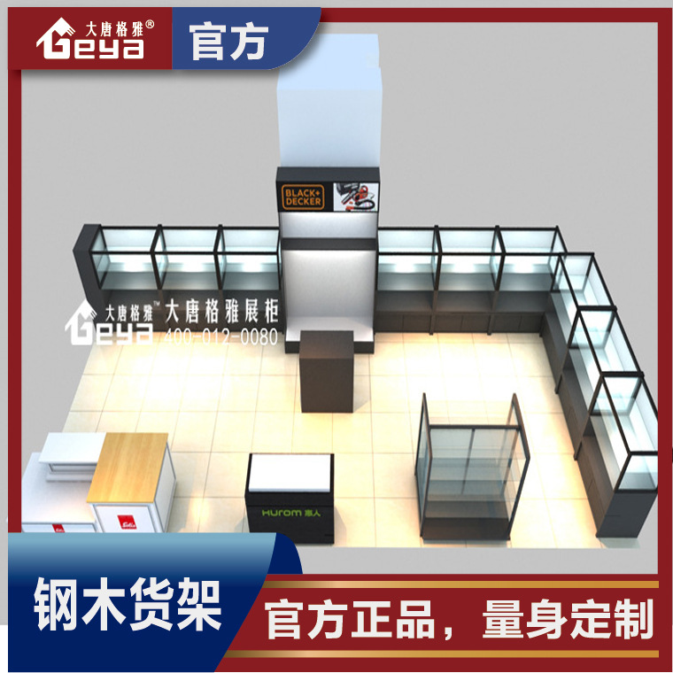 商业钢木货架定制 玻璃柜台简约钢木货架 南京展柜制作厂家