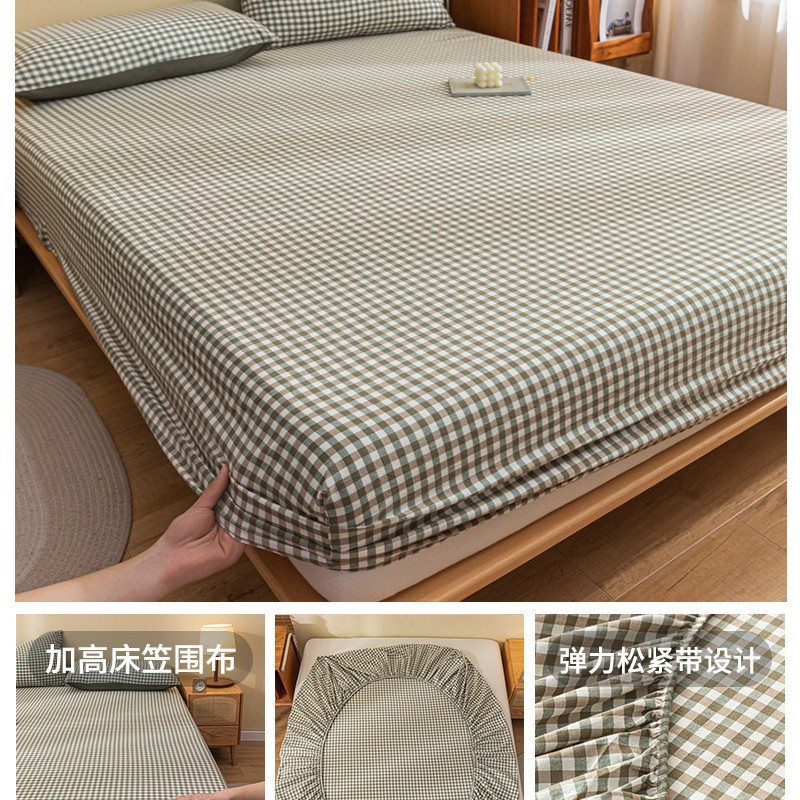Nuevo estilo 2025 nuevo estilo sábana de algodón de una pieza cubierta protectora de colchón cubierta de cama juego de tres piezas de algodón lavado cuatro estaciones universal