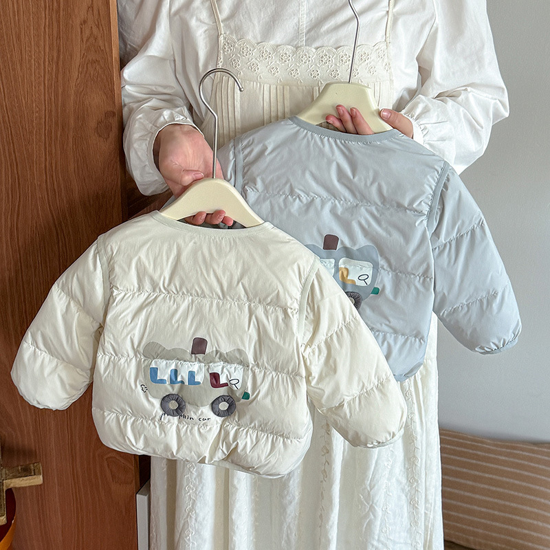 Baby Boy's Light down Liner White Duck down Autumn and Winter New Boy's Warm Jacket Infant Cartoon Clothes Category a