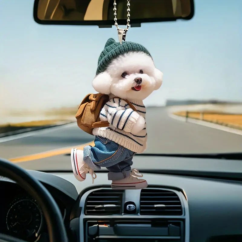 2024 nuevos productos transfronterizos creativos perros humanos mochila colgantes acrílicos colgantes de automóviles lindos llaveros de peluche