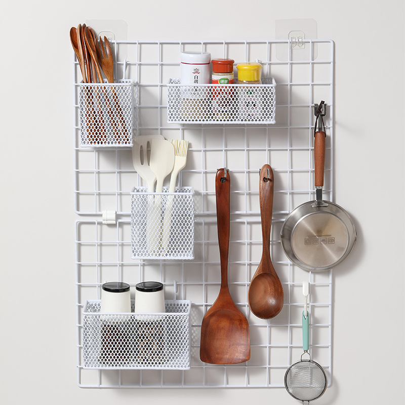 日本主妇大爱网格收纳架 多配件挂钩厨房DIY网格板片置物整理挂架