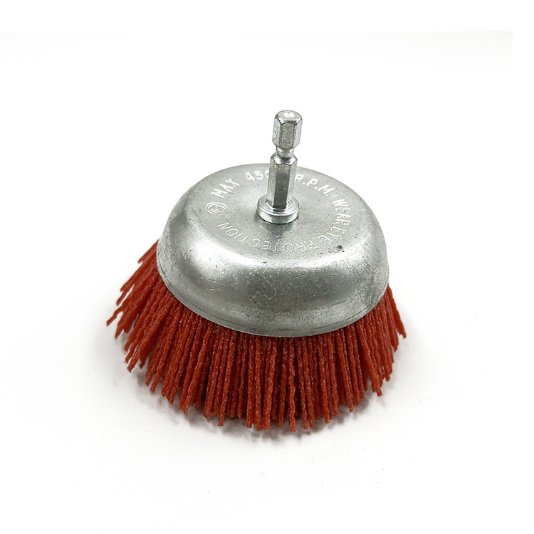 工业碗形磨料抛光毛刷角磨机用除锈清洁抛光尼龙刷带柄磨料刷批发