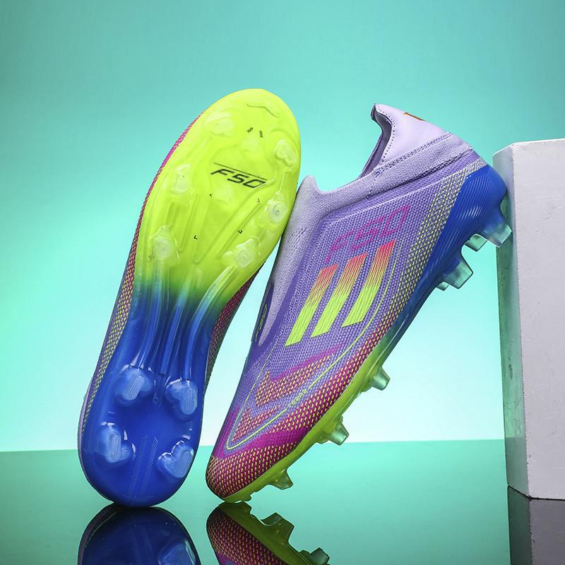 2025 new model soccer shoes, available in pink for men, women, adults, and children, designed for AG (artificial grass) fields, suitable for both matches and training
